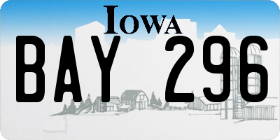 IA license plate BAY296