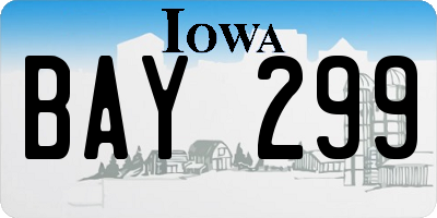 IA license plate BAY299