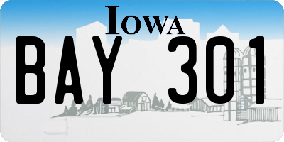 IA license plate BAY301