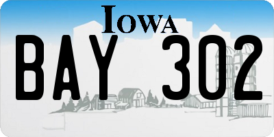 IA license plate BAY302
