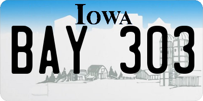 IA license plate BAY303
