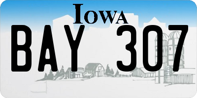 IA license plate BAY307
