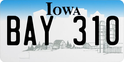 IA license plate BAY310