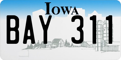 IA license plate BAY311
