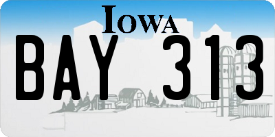 IA license plate BAY313