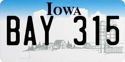 IA license plate BAY315