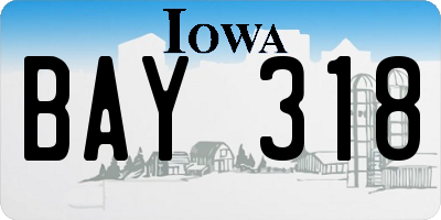 IA license plate BAY318