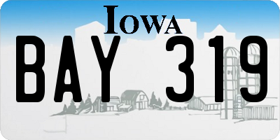 IA license plate BAY319