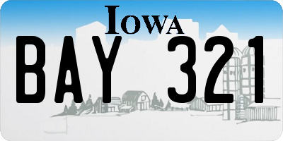 IA license plate BAY321
