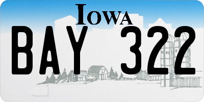 IA license plate BAY322