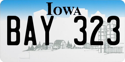 IA license plate BAY323