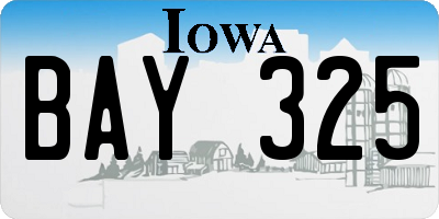 IA license plate BAY325
