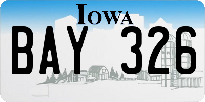IA license plate BAY326