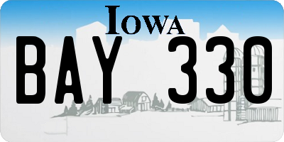 IA license plate BAY330
