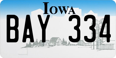 IA license plate BAY334