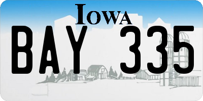 IA license plate BAY335