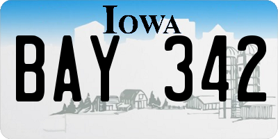 IA license plate BAY342