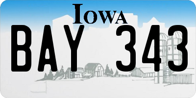 IA license plate BAY343