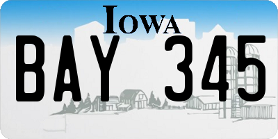 IA license plate BAY345