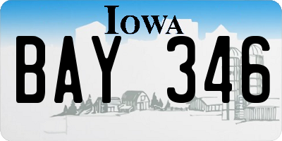IA license plate BAY346