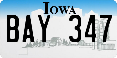 IA license plate BAY347