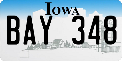 IA license plate BAY348