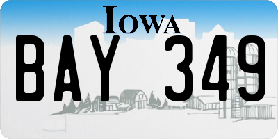 IA license plate BAY349