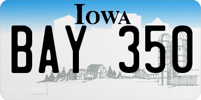 IA license plate BAY350