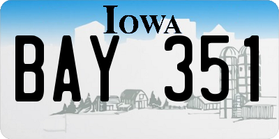 IA license plate BAY351