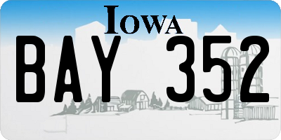IA license plate BAY352