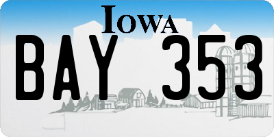 IA license plate BAY353