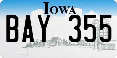 IA license plate BAY355