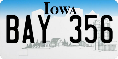 IA license plate BAY356