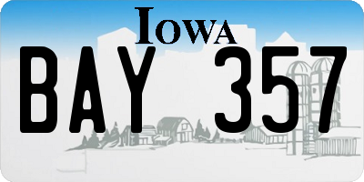 IA license plate BAY357