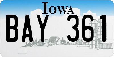 IA license plate BAY361