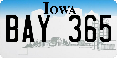 IA license plate BAY365
