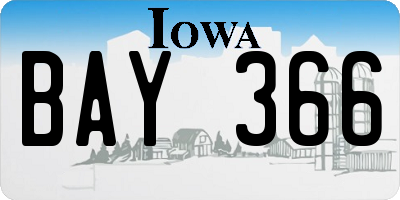 IA license plate BAY366