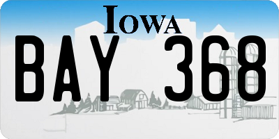 IA license plate BAY368