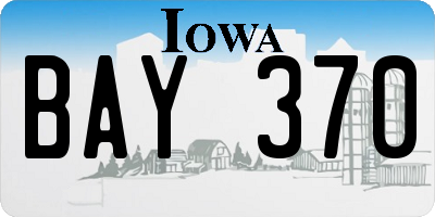 IA license plate BAY370