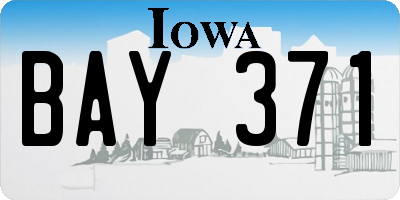 IA license plate BAY371