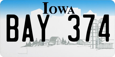IA license plate BAY374