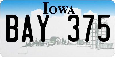 IA license plate BAY375
