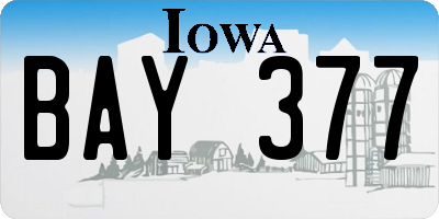 IA license plate BAY377