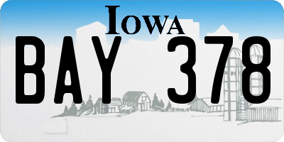 IA license plate BAY378