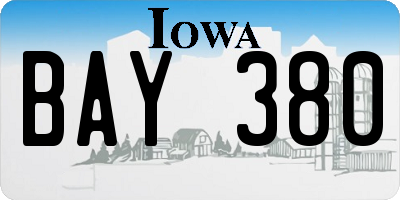 IA license plate BAY380