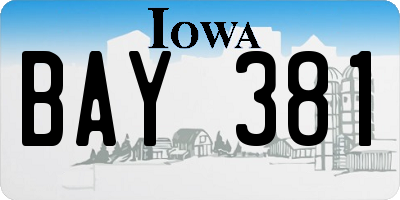 IA license plate BAY381