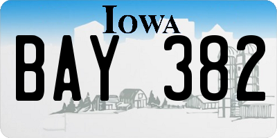 IA license plate BAY382