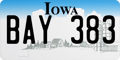 IA license plate BAY383
