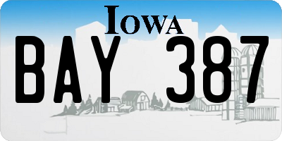 IA license plate BAY387