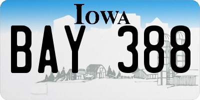 IA license plate BAY388